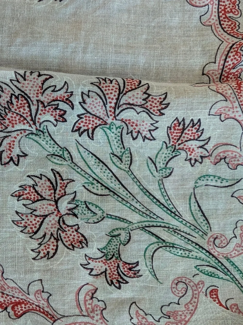 Floral Half Apron with Pink Trim